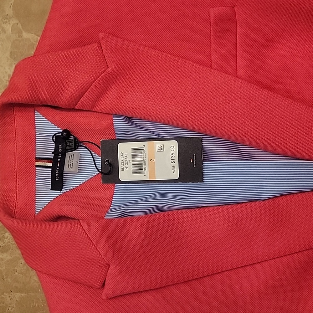 Tommy Hilfiger Coral Blazer with Navy Accents, Sz 2 - Picture 4 of 11